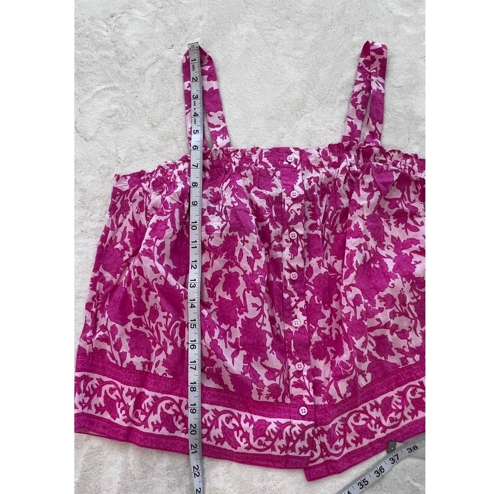 J.Crew Pink Floral Button Front Camisole Tank Top Medium‎